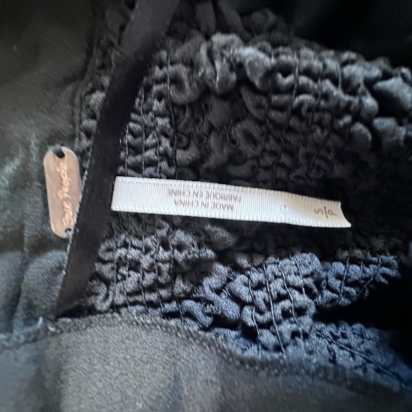 Free People Black Sleeveless Smocked Blouse with Bib Collar - Picture 5 of 5